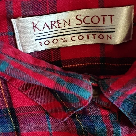 Vintage 1980's Red and Green Plaid Shirt - Picture 2 of 4